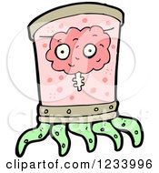 Clipart Of A Brain In A Tentacled Jar Royalty Free Vector Illustration