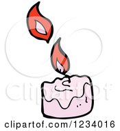 Clipart Of A Pink Burning Candle Royalty Free Vector Illustration by lineartestpilot