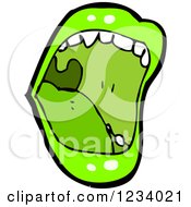 Clipart Of A Green Shouting Mouth Royalty Free Vector Illustration