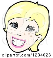 Clipart Of A Happy Smiling Blond Woman Royalty Free Vector Illustration