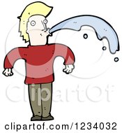 Clipart Of A Man Squirting Water From His Mouth Royalty Free Vector Illustration