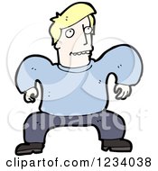 Clipart Of A Blond Man Ready To Jump Royalty Free Vector Illustration