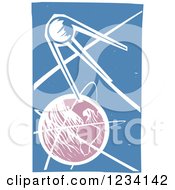 Clipart Of A Woodcut Sputnik Satellite And Earth Royalty Free Vector Illustration