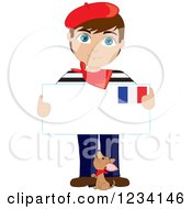 Poster, Art Print Of Dog And A Traditionally Dressed French Boy Holding An Envelope