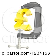 Clipart Of A 3d Golden Pound Currency Symbol In A Clamp Royalty Free Vector Illustration by AtStockIllustration