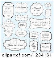 Poster, Art Print Of Wedding Labels With Sample Text Over Blue