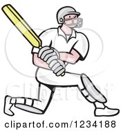 Clipart Of A Cricket Batsman In Profile Royalty Free Vector Illustration