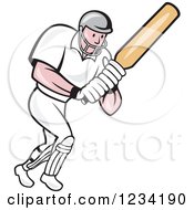 Clipart Of A Cricket Batsman Royalty Free Vector Illustration