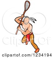 Poster, Art Print Of Native American Lacrosse Player Running With A Stick