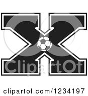 Clipart Of A Black And White Soccer Letter X Royalty Free Vector Illustration