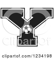 Clipart Of A Black And White Soccer Letter Y Royalty Free Vector Illustration