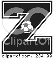 Clipart Of A Black And White Soccer Letter Z Royalty Free Vector Illustration