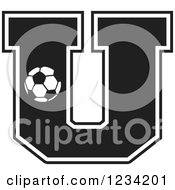 Clipart Of A Black And White Soccer Letter U Royalty Free Vector Illustration