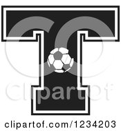 Poster, Art Print Of Black And White Soccer Letter T