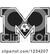 Poster, Art Print Of Black And White Soccer Letter M