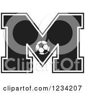 Clipart Of A Black And White Soccer Letter M Royalty Free Vector Illustration