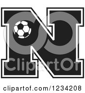 Poster, Art Print Of Black And White Soccer Letter N