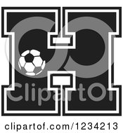 Poster, Art Print Of Black And White Soccer Letter H