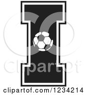 Clipart Of A Black And White Soccer Letter I Royalty Free Vector Illustration
