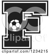 Poster, Art Print Of Black And White Soccer Letter F