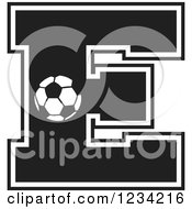 Poster, Art Print Of Black And White Soccer Letter E