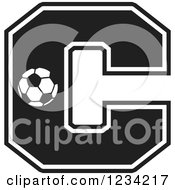 Clipart Of A Black And White Soccer Letter C Royalty Free Vector Illustration