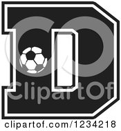 Clipart Of A Black And White Soccer Letter D Royalty Free Vector Illustration