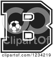 Clipart Of A Black And White Soccer Letter B Royalty Free Vector Illustration