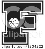 Poster, Art Print Of Black And White Basketball Letter F