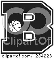 Poster, Art Print Of Black And White Basketball Letter B