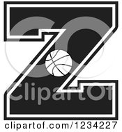 Poster, Art Print Of Black And White Basketball Letter Z