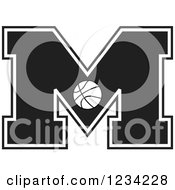 Poster, Art Print Of Black And White Basketball Letter M