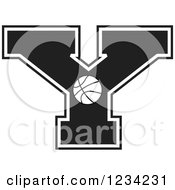 Clipart Of A Black And White Basketball Letter Y Royalty Free Vector Illustration