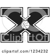 Clipart Of A Black And White Basketball Letter X Royalty Free Vector Illustration