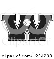 Poster, Art Print Of Black And White Basketball Letter W