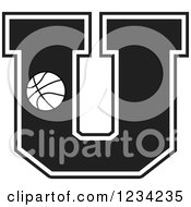 Poster, Art Print Of Black And White Basketball Letter U