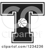 Poster, Art Print Of Black And White Basketball Letter T