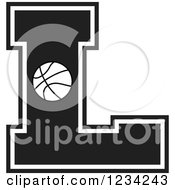 Poster, Art Print Of Black And White Basketball Letter L