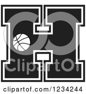 Poster, Art Print Of Black And White Basketball Letter H