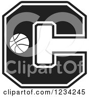 Poster, Art Print Of Black And White Basketball Letter C