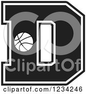 Poster, Art Print Of Black And White Basketball Letter D