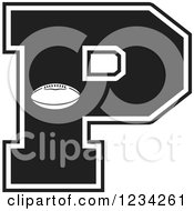 Clipart Of A Black And White Football Letter P Royalty Free Vector Illustration by Johnny Sajem