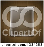 Clipart Of A 3d Glass Plaque Over Wood Royalty Free Vector Illustration by KJ Pargeter