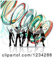 Poster, Art Print Of Silhouetted Dancers Over Colorful Spirals