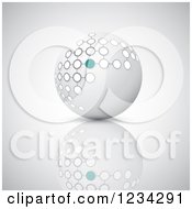 Clipart Of A 3d Technology Sphere With Network Connections On Gray Royalty Free Vector Illustration