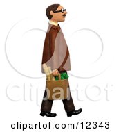 3d Man Walking With A Bag Of Groceries