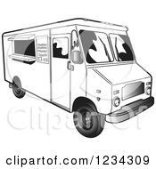 Clipart Of A Restaurant Catering Van Food Truck Royalty Free Vector Illustration by Andy Nortnik