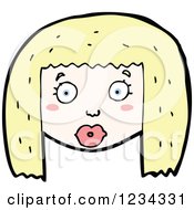 Clipart Of A Surprised Blond Girl Royalty Free Vector Illustration by lineartestpilot