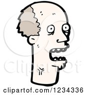 Clipart Of A Scared Bald Mans Head Royalty Free Vector Illustration by lineartestpilot