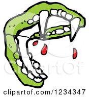 Poster, Art Print Of Green Vampire Teeth With Blood
